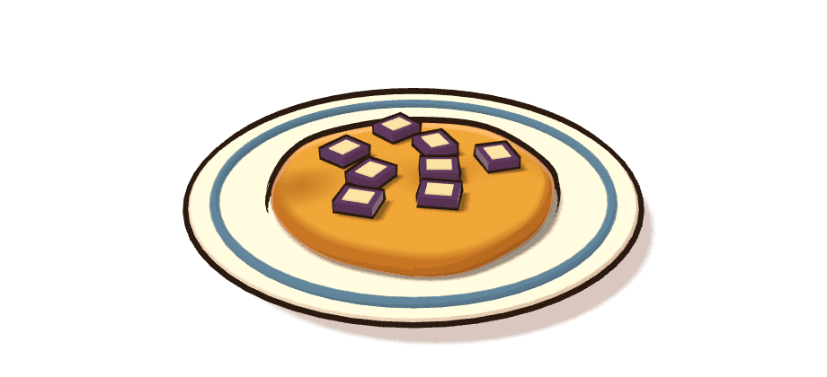 Tortilla de berenjena, ilustración 3D