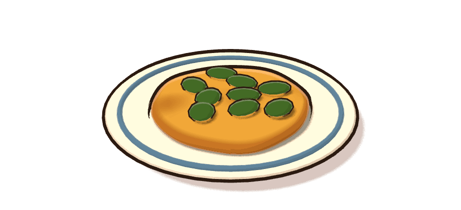 Tortilla de espinacas, ilustración 3D