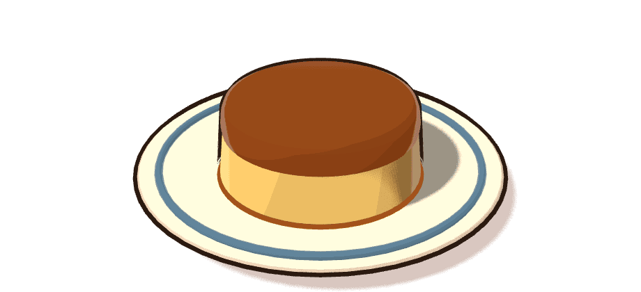 Flan de huevo, ilustración 3D