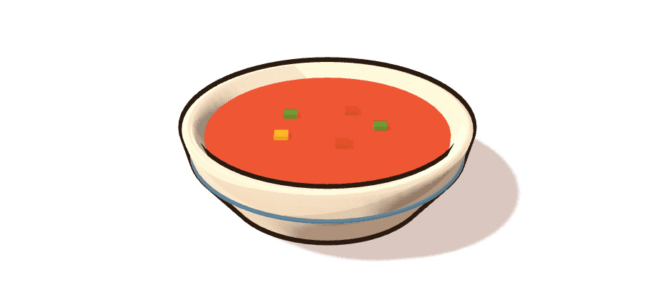 Gazpacho andaluz, ilustración 3D